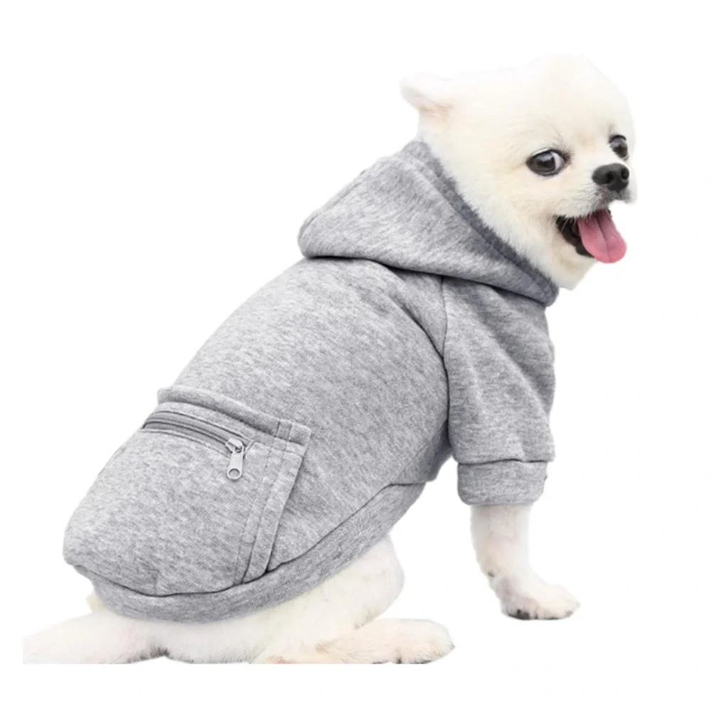 Dog Hoodie Sweatshirt Zip and Slant Pockets Warm Dog Clothes for Medium Dogs